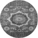 Round Machine Washable Abstract Gray Modern Rug, wshabs4170gry