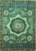 Machine Washable Abstract Turquoise Modern Area Rugs, wshabs4170turq