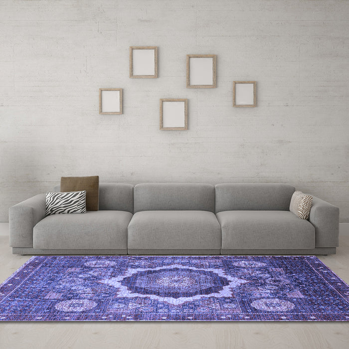 Machine Washable Abstract Blue Modern Rug in a Living Room, wshabs4170blu