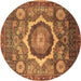 Round Machine Washable Abstract Brown Modern Rug, wshabs4170brn