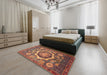 Abstract Dark Almond Brown Modern Rug in a Bedroom, abs4170