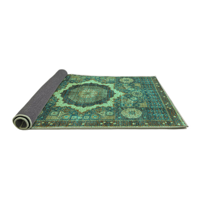 Sideview of Abstract Turquoise Modern Rug, abs4170turq