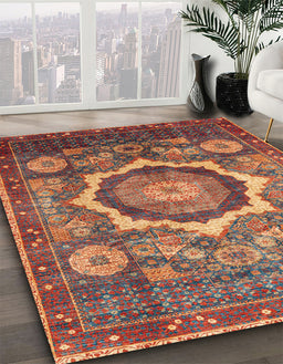 Machine Washable Abstract Dark Almond Brown Rug in a Family Room, wshabs4170