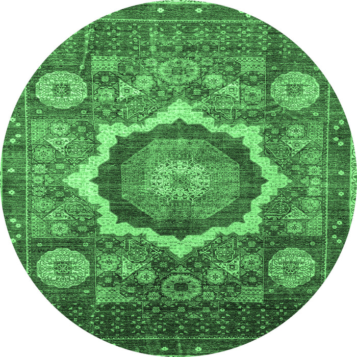 Round Abstract Emerald Green Modern Rug, abs4170emgrn