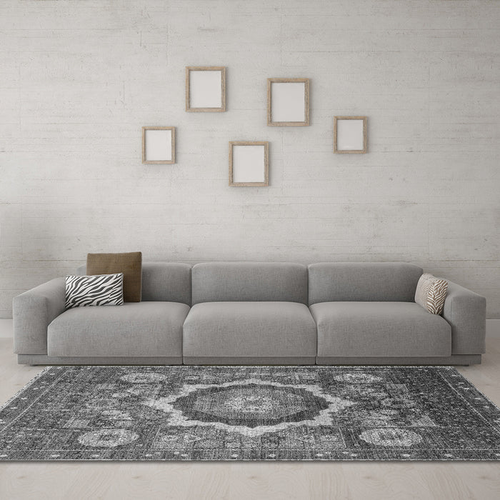 Machine Washable Abstract Gray Modern Rug in a Living Room,, wshabs4170gry