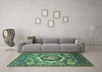 Machine Washable Abstract Turquoise Modern Rug, wshabs4170turq