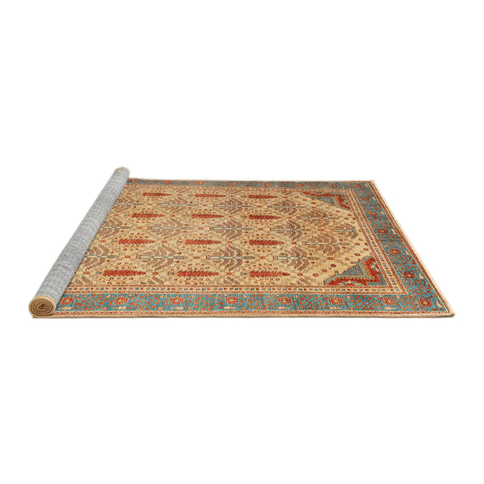 Sideview of Machine Washable Abstract Chocolate Brown Rug, wshabs4171