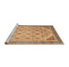 Sideview of Machine Washable Abstract Chocolate Brown Rug, wshabs4171