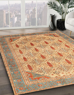 Machine Washable Abstract Chocolate Brown Rug in a Family Room, wshabs4171
