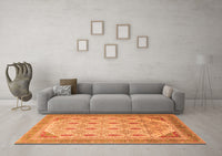 Machine Washable Abstract Orange Modern Rug, wshabs4171org