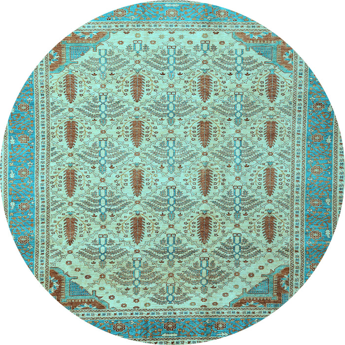 Round Abstract Light Blue Modern Rug, abs4171lblu