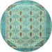 Round Abstract Light Blue Modern Rug, abs4171lblu