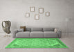 Machine Washable Abstract Emerald Green Modern Area Rugs in a Living Room,, wshabs4171emgrn