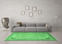 Machine Washable Abstract Emerald Green Modern Rug, wshabs4171emgrn