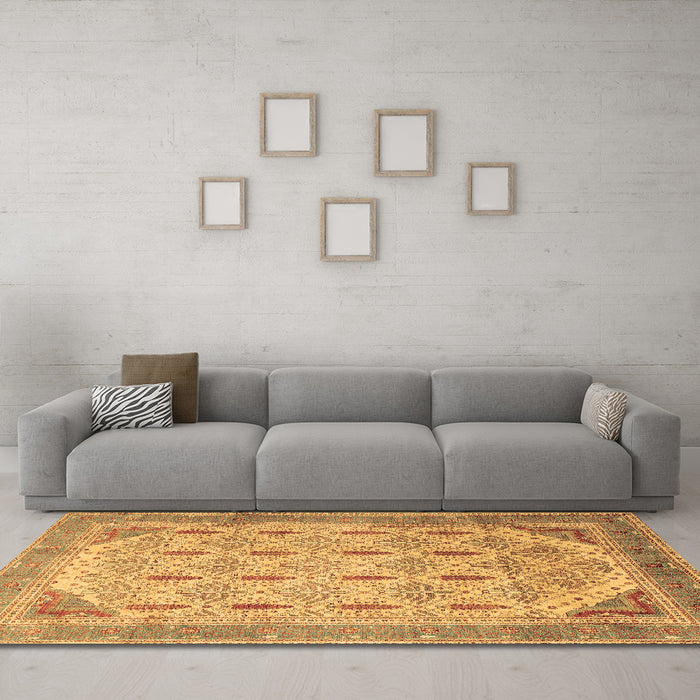 Machine Washable Abstract Brown Modern Rug in a Living Room,, wshabs4171brn