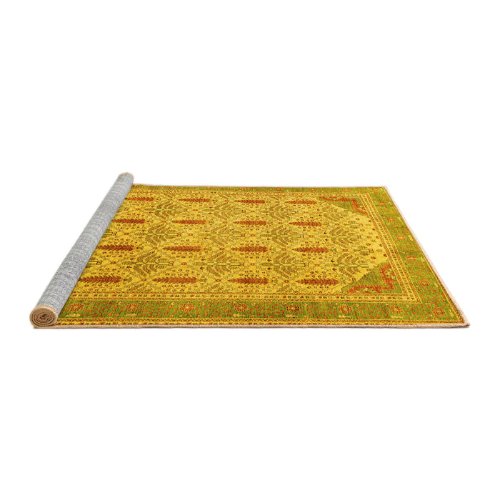 Sideview of Machine Washable Abstract Yellow Modern Rug, wshabs4171yw