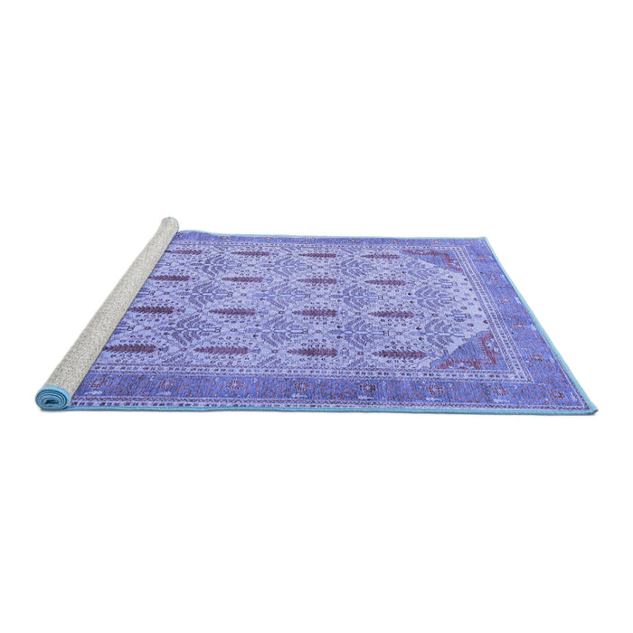Sideview of Machine Washable Abstract Blue Modern Rug, wshabs4171blu