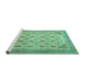 Sideview of Machine Washable Abstract Turquoise Modern Area Rugs, wshabs4171turq