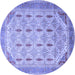 Round Abstract Blue Modern Rug, abs4171blu