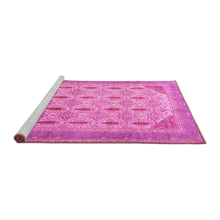 Sideview of Machine Washable Abstract Pink Modern Rug, wshabs4171pnk