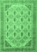 Machine Washable Abstract Emerald Green Modern Area Rugs, wshabs4171emgrn