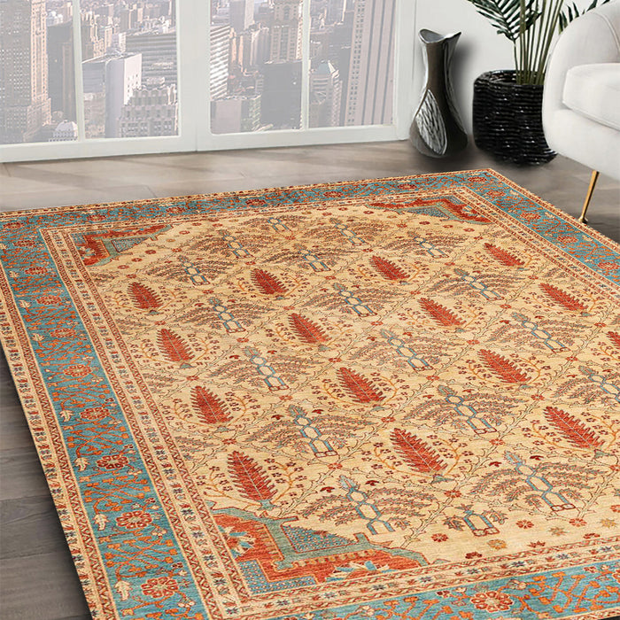 Abstract Chocolate Brown Modern Rug in Family Room, abs4171