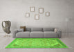 Machine Washable Abstract Green Modern Area Rugs in a Living Room,, wshabs4171grn