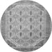 Round Machine Washable Abstract Gray Modern Rug, wshabs4171gry