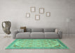 Machine Washable Abstract Turquoise Modern Area Rugs in a Living Room,, wshabs4171turq