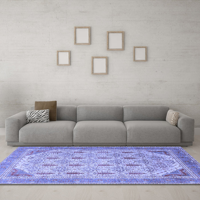 Machine Washable Abstract Blue Modern Rug in a Living Room, wshabs4171blu