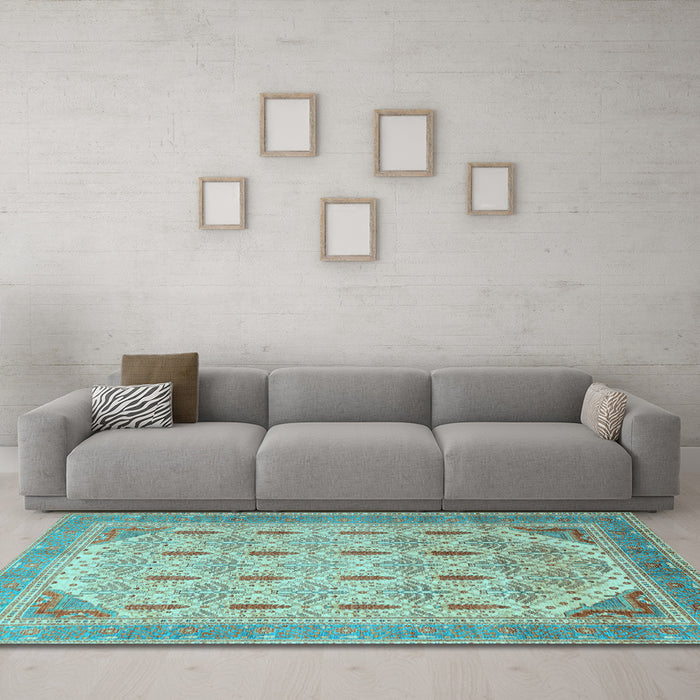 Machine Washable Abstract Light Blue Modern Rug in a Living Room, wshabs4171lblu