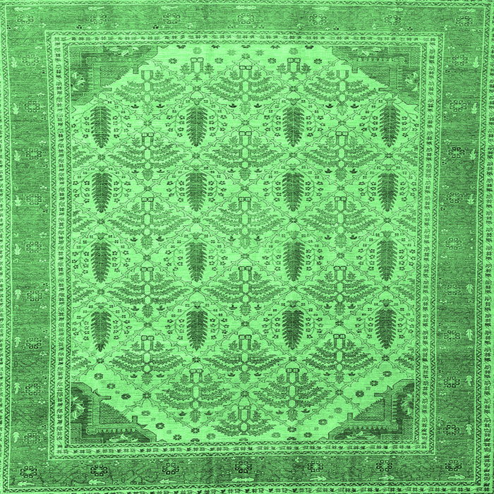 Square Machine Washable Abstract Emerald Green Modern Area Rugs, wshabs4171emgrn