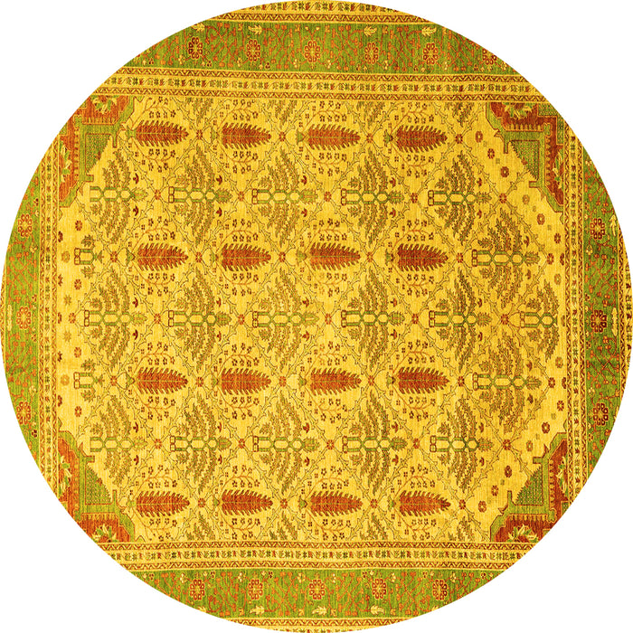 Round Abstract Yellow Modern Rug, abs4171yw