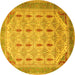 Round Abstract Yellow Modern Rug, abs4171yw