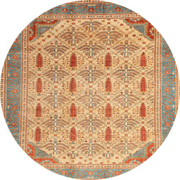 Round Machine Washable Abstract Chocolate Brown Rug, wshabs4171