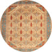 Round Machine Washable Abstract Chocolate Brown Rug, wshabs4171