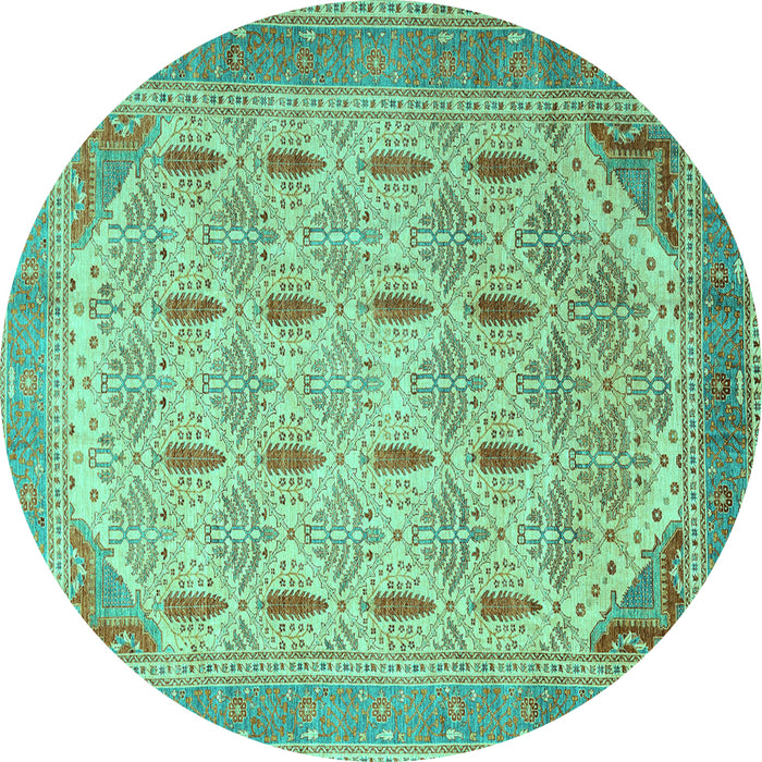 Round Machine Washable Abstract Turquoise Modern Area Rugs, wshabs4171turq