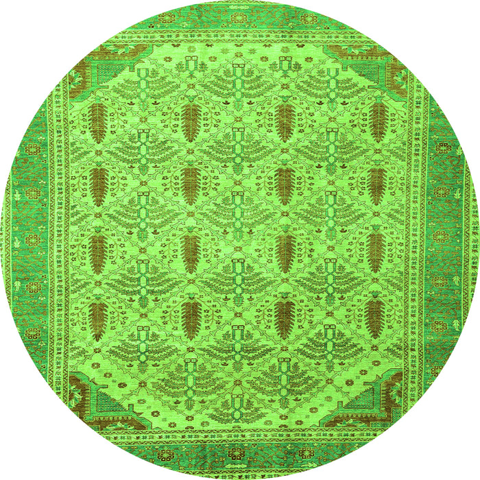 Round Abstract Green Modern Rug, abs4171grn