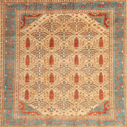 Square Abstract Chocolate Brown Modern Rug, abs4171