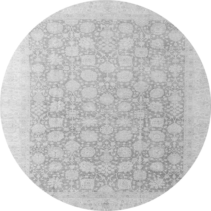 Round Machine Washable Oriental Gray Modern Rug, wshabs4172gry