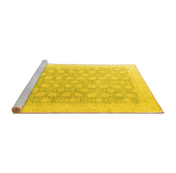 Sideview of Machine Washable Oriental Yellow Modern Rug, wshabs4172yw