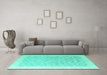 Machine Washable Oriental Turquoise Modern Area Rugs in a Living Room,, wshabs4172turq