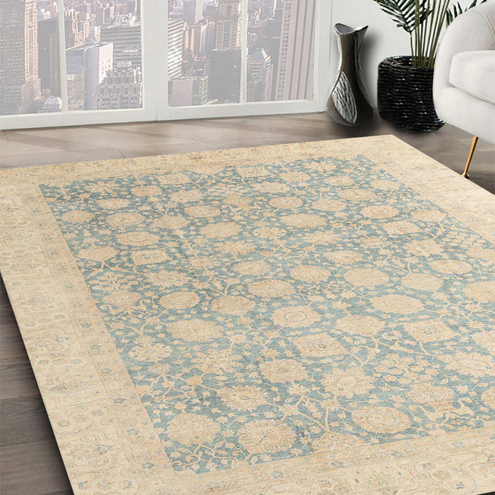 Abstract Sand Brown Oriental Rug in Family Room, abs4172