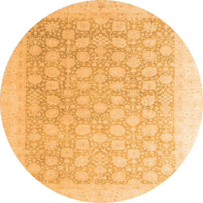 Round Machine Washable Oriental Orange Modern Area Rugs, wshabs4172org