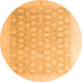 Round Machine Washable Oriental Orange Modern Area Rugs, wshabs4172org