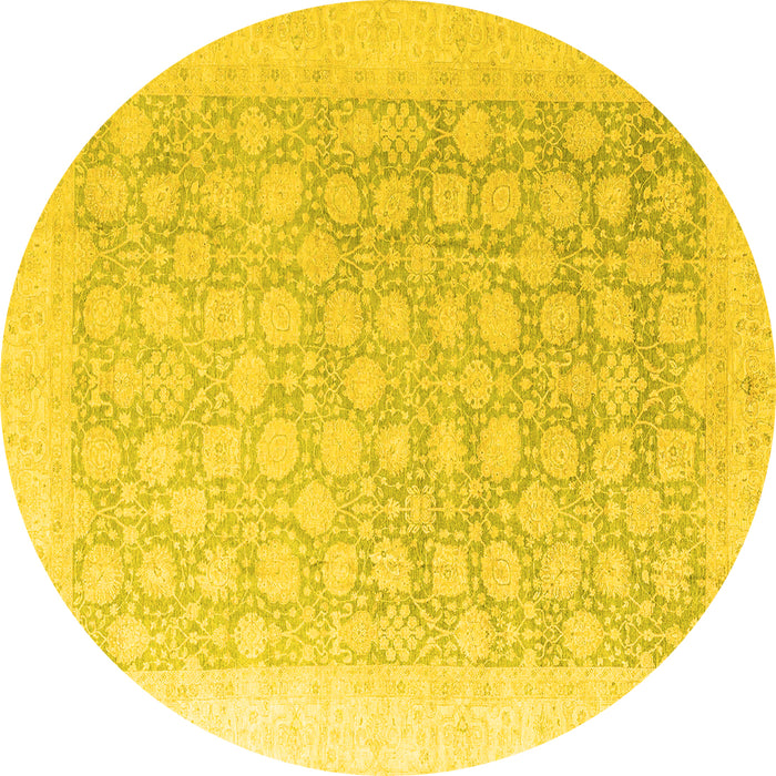 Round Oriental Yellow Modern Rug, abs4172yw