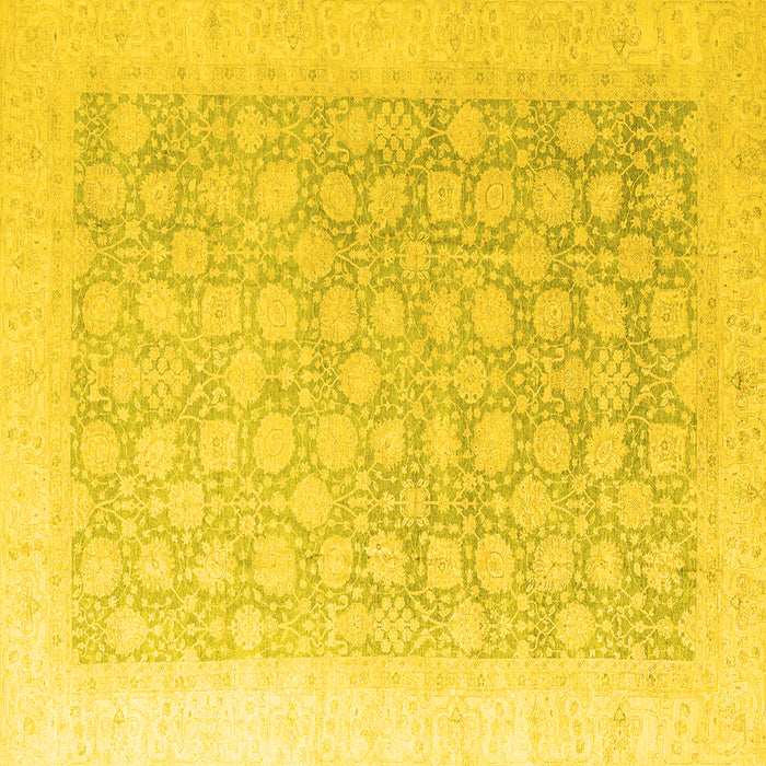 Square Machine Washable Oriental Yellow Modern Rug, wshabs4172yw