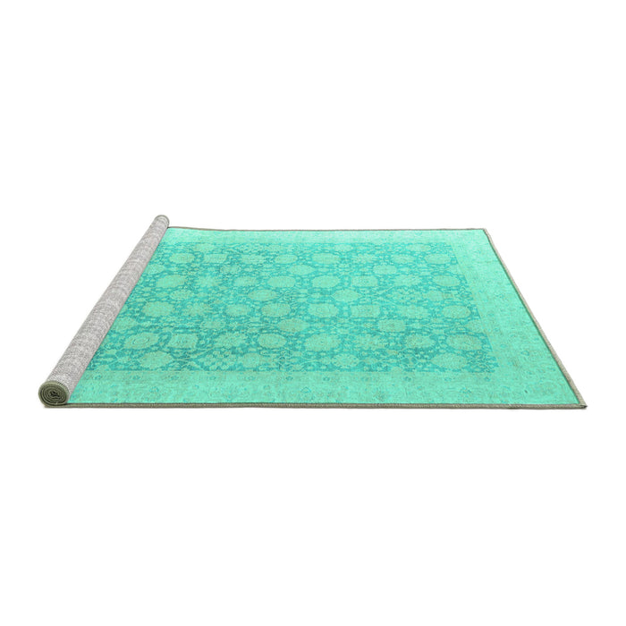 Sideview of Machine Washable Oriental Turquoise Modern Area Rugs, wshabs4172turq
