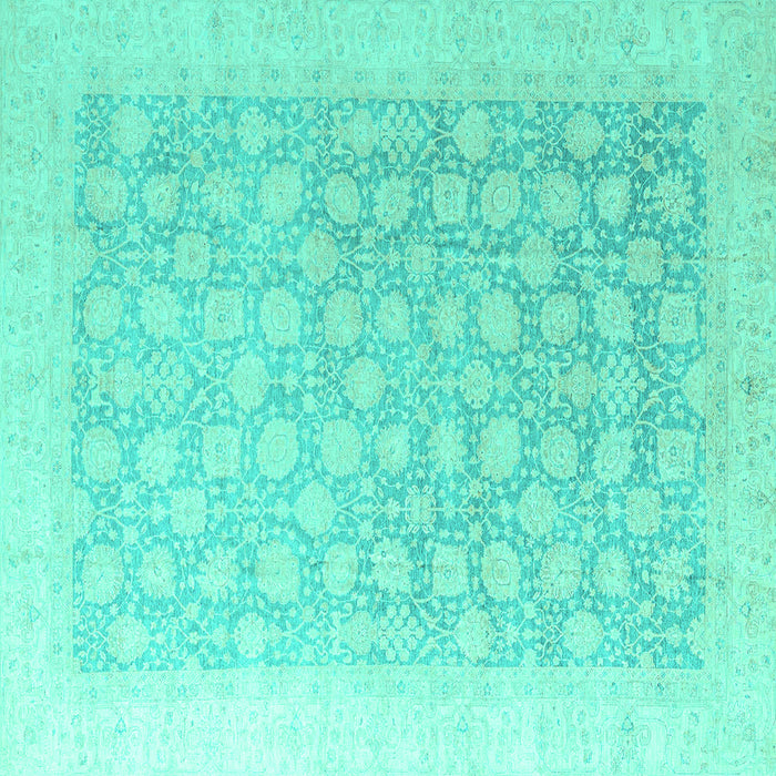 Square Machine Washable Oriental Turquoise Modern Area Rugs, wshabs4172turq