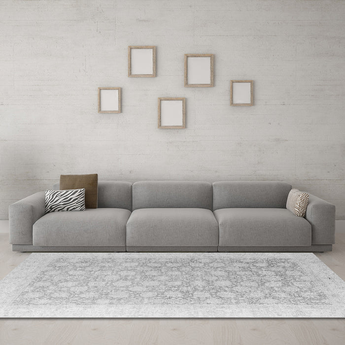 Machine Washable Oriental Gray Modern Rug in a Living Room,, wshabs4172gry